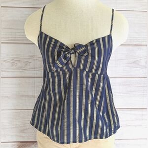 Victoria's Secret Knotted Sweetheart Cami Tank Top in Navy Blue and Gold Sz Med
